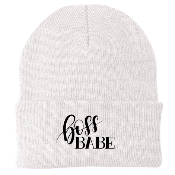 New Exclusive Boss BABE Fold Over Beanie Hat - Picture 3 of 3
